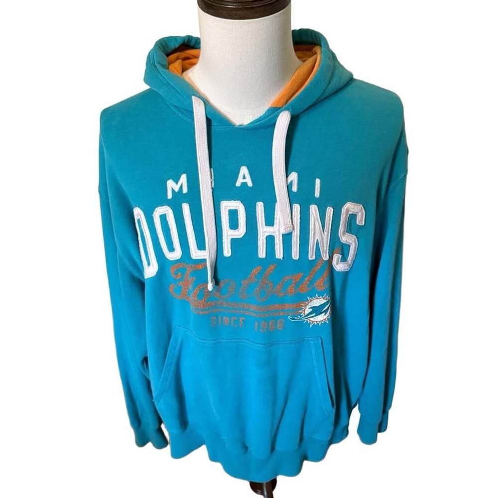 NFL Miami Dolphins Pullover Hoodie Aqua Blue XL Since 1966 Football